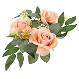 Couronne de feuilles : l'anneau de bougie est conçu avec des fleurs artificielles avec des feuilles, réaliste et vif, délicat et naturel.