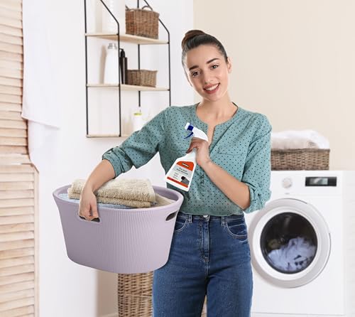 Image of Superio Ribbed Collection - Decorative Plastic Laundry Basket with Cut-Out Handles, Lilac Purple (1 Pack) Hamper Organzier for Bedroom Bathroom College Dorm Room 35 Liter
