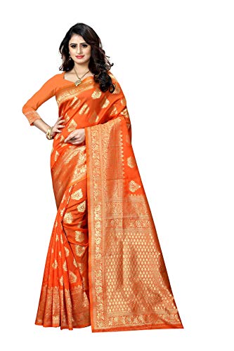 Image of Flosive Women's Present Beautiful Kanjivaram Soft Silk Saree With Blouse