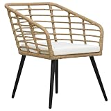 Mengtu 2er Set Poly Rattan Stühle mit Armlehnen, PE Rattan Stühle in Eiche Schwarz Weiß, 63,5x53,5x77 cm, für Garten Terrasse Balkon 48576