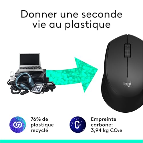 Logitech M280 Souris sans Fil, avec Récepteur USB Nano 2.4 GHz, Résolution Capteur Optique 1000 PPP, 3 Boutons, Pile 18 Mois, Compatible PC, Mac, Ordinateur Portable, Chromebook - Noir