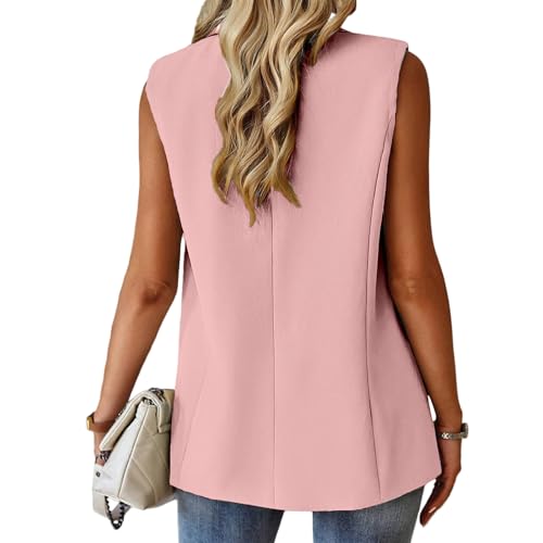 Vest Tops for Women Summer Casual Lapel One Button Sleeveless Blazers Business Loose Suit Jackets Office Work Blazer3