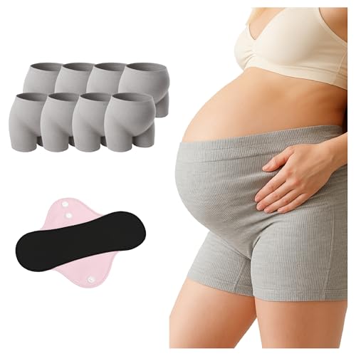 Super Pack 8 Bragas Postparto Desechables Cintura Alta Talla 38-44 + 1 Compresa de gel Frío/Calor 30x7 cm + Funda | Suaves, Transpirables, Soporte Abdominal | Alivio Dolor Perineal y Recuperación