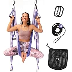 Yoga Trapeze Swing Set for Back Pain Relief & Inversion Therapy | Easy setup indoor or outdoor, Adjustable straps, 600lb capacity, Carrying bag included, Free online tutorials