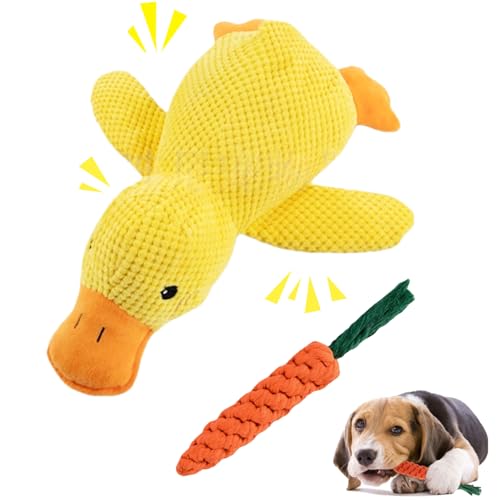 Anti Stress Ente für Hunde,Ente Hundespielzeug,Antistressente für Hunde,Gelbes Quietschspielzeug,Hundespielzeug Unzerstörbar,Gelbe Quietschendes Kuscheltier Spielzeug,Dog Toys für Kleine,Mittlere