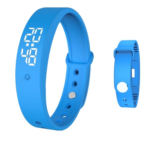 Umllpet Braccialetto con allarme vibrazionale, sveglia con vibrazioni, orologio da polso per bambini, adulti, vasino, promemoria per bere, promemoria pillole, Blu, cinghia