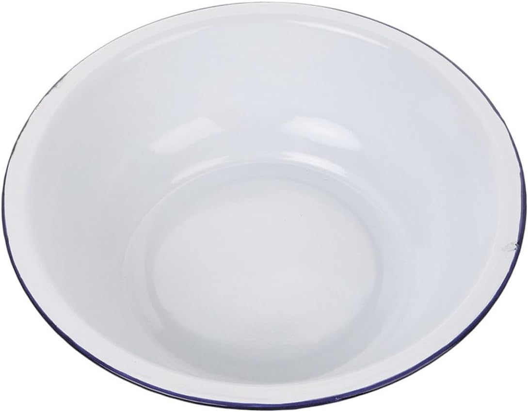 STOBAZA Vintage Enamel Basin 36cm Large Enamel Mixing Bowl for Kitchen Use Retro Style Enamelware for Vegetable Washing Bread Mixing and Face Washing Heavy-Duty