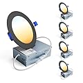 Ensenior 4 Pack 4 Inch LED Recessed Light, Dimmable, 2700K-5000K 5CCT, 750LM High Brightness, 9W 120V, Damp Rated, Ultra-Thin Canless Wafer Light, Black - ETL & FCC & IC