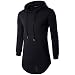 Keybur Mens Hipster Hip Hop Longline Classic Pullover Long Sleeve Hoodies Fashion Sweatshirt (L, Black)