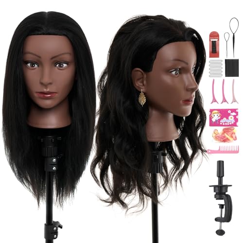 20-22" Mannequin Head,100% Real Human Hair Mannequin Head, Braiding Cosmetology