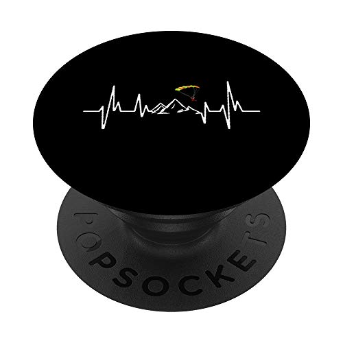 Paragliding Heartbeat Paraglider Mountain Paragliding PopSockets PopGrip - Support et Grip pour Smartphone/Tablette avec un Top Interchangeable Cover