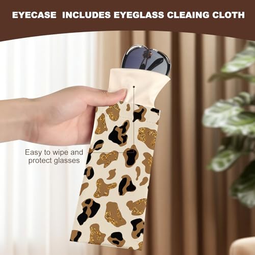 Image of Anikathy 2Pcs Sunglass Eyeglass Glasses Case Soft PU Leather with Cleaning Cloth Portable Glasses Pouch Bag for Men Women