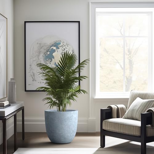 Image of Kante Blue Gray Concrete Planter 18 inch Dia All-Weather Round Large Pot