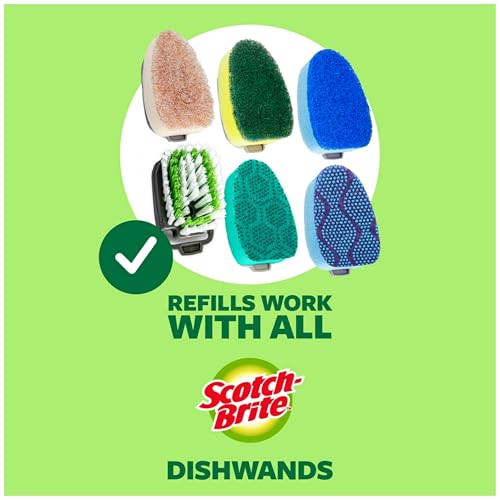 Image of Scotch-Brite Heavy Duty Advanced Soap Control Dishwand Kit, Includes 1 Wand & 5 Refill Pads, Control Soap With A Button, Keep Your Hands Out Of Dirty Water