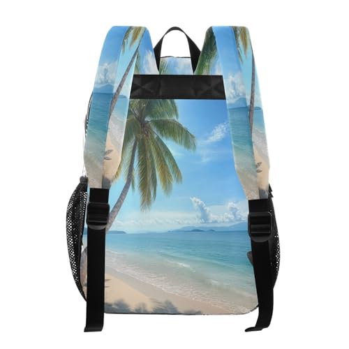 Beautiful Tropical Beach Clear Backpack - Stadium Approved Large 15.7-inch Waterproof Transparent Bag for Sports, Concerts, Work, Travel#123