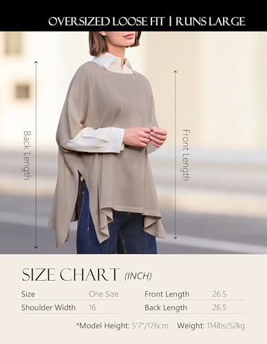 Image of PULI Women's Pullover Poncho Sweater Oversized Knit Layering Top Travel | Sleeveless and Layers Over Any Shirt At Home or Work