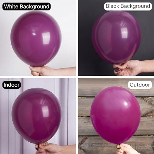 Image of PartyWoo Dark Purple Balloons 100 pcs 10 Inch Dark Magenta Plum Latex Helium Balloons for Graduation Baby Shower Gender Reveal Wedding Butterfly Halloween Birthday Party Decorations Purple-F13