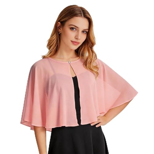 Image of Ciormis Chiffon Capelet Women's Soft Shawls and Wraps for Evening Dresses, Wedding Formal Dress Shawl Cape Cover up