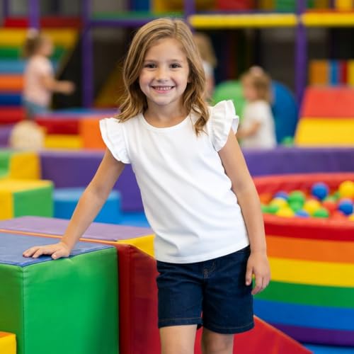 Image of Magic Park 1-14Y Toddler Ruffle T Shirt Girls Solid Color Blouse Kids Girl Short Long Sleeve Tops Casual Tee