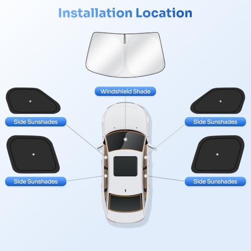 Image of Canvcle Window Shades for 2014-2026 Dodge RAM ProMaster Accessories with Suction Cups Windshield Sun Shade Side Rear Window Covers Sunshade Sun Visor Shield Privacy Protection for Camping Black 5PCS
