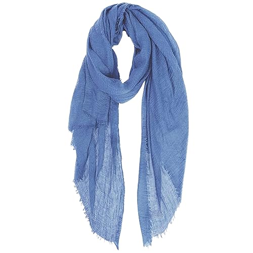 Image of Lightweight Cotton Blend Scarf for Women Men | Large,Breathable,Thin,Soft,Crinkle Scarf,Hijab Head Wrap,NeckScarf,Everyday,Travel Scarf,Summer Dress Scarves Holiday Gift