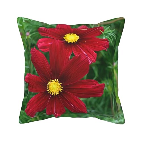 Housse de coussin extérieur cuir imperméable fleur rouge pour canapé - 2