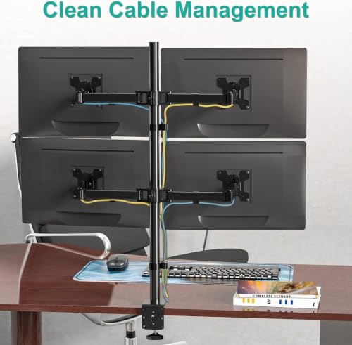Image of Audiovan Monitor Desk Mount, 4 Monitor Stand Fits Heavy Duty Computer Screen up to 27 inch, Full Adjustable Monitor Arm Holds up to 22 lbs per Arm, Black