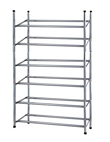 ZHG Stapelbare und ausziehbare Schuhregal bis zu 36 paar Schuhe auf 6 Ebenen