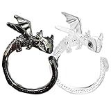 2 Stück Drachens Häkelring Für Finger, Crochet Ring Dragon, Drachens Garn Führung Stricken Spannringe, Legierung Verstellbare Häkel Spannungsschlaufen, Garnführer Häkelring