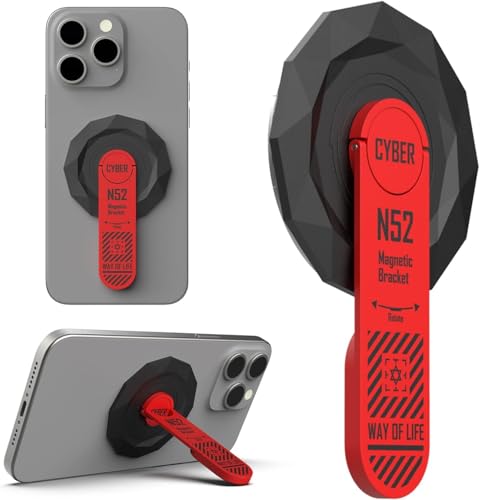 Image of Zitel for MagSafe Phone Grip Stand, 360 Rotation Magnetic Holder Kickstand Compatible with iPhone 17 16 15 14 13 12 Pro Max, Samsung, Pixel 10 & Android Smartphones (Red)