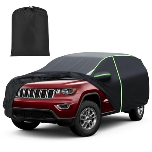 Mixsuper Liner Car Cover for Jeep Grand Cherokee 1993-2026 7 Layers Waterproof Car Cover Accessories for Grand Cherokee with Zipper Door Windproof Straps Reflective Strips Anti-UV All Weather