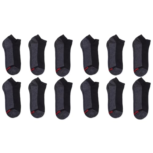 Image of Hanes Men's Max Cushion Low Cut Socks, 6, 8, and 12 Pair Pack, White and Black
