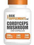 BulkSupplements.com Cordyceps Mushroom Capsules - Cordyceps Extract, Cordyceps Sinensis - Gluten Free, 1 Capsule per Serving (200mg), 240 Veg Capsules (Pack of 1)
