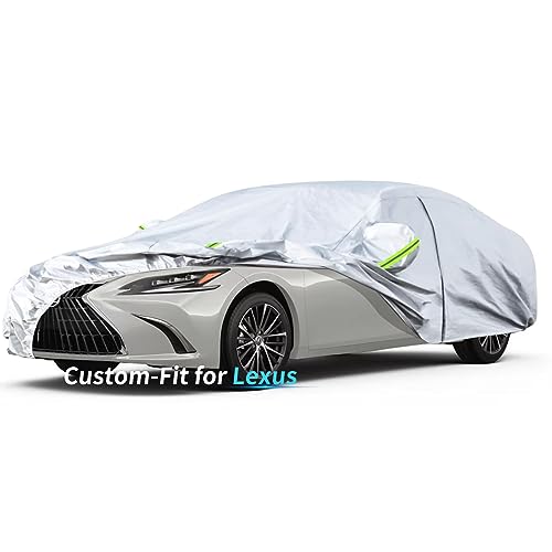 Image of Custom-Fit for Lexus Car Cover, 7 Layers Car Cover Waterproof All Weather for Automobiles, Outdoor Full Cover Rain Sun UV Protection with Zipper (for Lexus RC F)