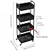 Sywhitta 4-Tier Plastic Rolling Utility Cart with Handle, Multi-Functional Storage Trolley for Office, Living Room, Kitchen, Movable Storage Organizer with Wheels, Black