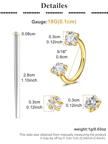 QWALIT Gold Earring Piercing Kit Ear Piercing Gun Disposable Ear Piercings Kit with Earrings Self Piercings Gun Kits at Home Piercer Tool Horseshoe Earring Hoop Double Gem Earrings Hoop Second Hole