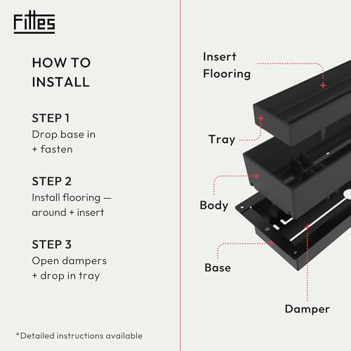 Fittes Flush Floor Vent [Lite], ABS Plastic HVAC Air Return Register Cover, Customizable Adjustable Airflow Solution for Home Floor, Damper Included – 4"x10" – Matte Black – 1 Pack by Fittes - Image 3