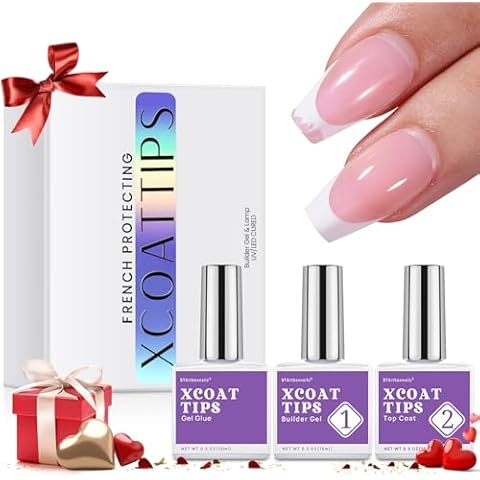 btartboxnails Nail Tips Builder Gel Set - 15ml Nail Tip Builder Gel 15ml Top Coat with Gel Nail Glue for French Tip Gel Nails 30+Days Long Lasting Cover