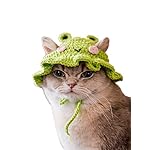 QWINEE Cartoon Design Knit Cute Dog Hat Soft Cat Hat Rabbit Hat Halloween Christmas Party Costume Head Wear Accessories for Puppy Cat Kitten Small Dogs Small Animals Green and Pink Medium