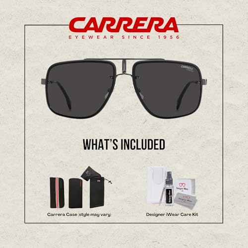 Carrera GLORY II 59MM 0003/2K Matte Black / Grey Rectangle Sunglasses for Men for Women + BUNDLE With Designer iWear Complimentary Eyewear Kit (CAGLORY II)2