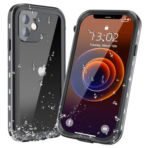 EFFUN Waterproof Case for iPhone 12 Mini, IP68 Full Coverage Protective Waterproof/Shockproof/Dustproof Phone Case with Built-in Screen Protector for Apple iPhone 12mini 5.4 Inch(Black)