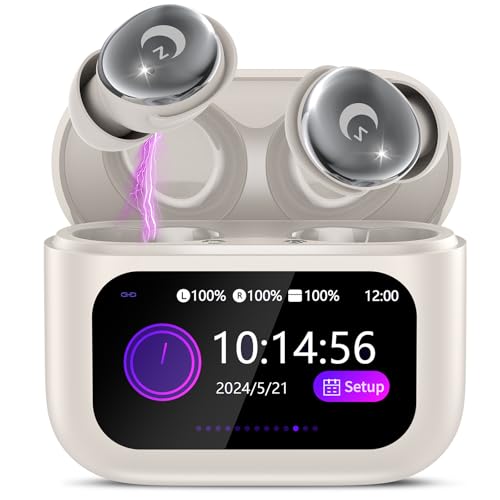 Image of 2026 Sleep Earbuds Bluetooth 5.4 in Ear Smart Touch Screen Ear Buds, 48H Playtime Mini Sleep Headphones Small Design for Side Sleepers, 5 EQ Modes, Crystal-Clear Calls, IPX7 Waterproof Earphones Beige