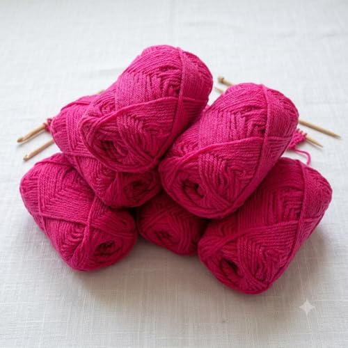 Image of Wool Oon Yarn for Knitting & Crochet, Soft Knitting Wool Thread for DIY Craft Projects, Sweater & Baby Knitting Yarn, Crochet Craft Wool, Multicolor Yarn (Pack of 6, Pink)
