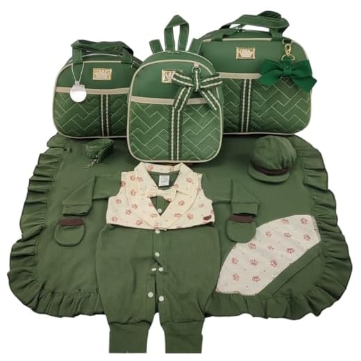 KIT BOLSA MATERNIDADE 3 PEÇAS LAÇO + SAÍDA MATERNIDADE MENINO (Verde Militar)