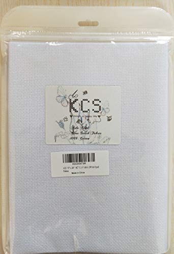Image of 19 inch x 28 inch 14CT Counted Cotton Aida Cloth Cross Stitch Fabric (White Opal)