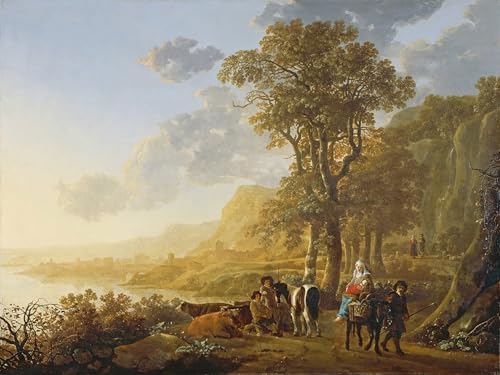 Cuadro en lienzo de La huida a Egipto por Aelbert Cuyp para decoración de dormitorio (60x90cm)