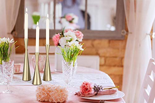Vixdonos Brass Gold Taper Candlestick Holders Metal Candle Holders Set Of 3 Table Decorative Candle Stand For Wedding, Dinning, Party,Home Decor (Gold) #TOP3