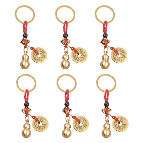 XNHIU Chinese Feng Shui Gourd Keychains Knot Lucky Coins Lucky Gourd Ornament Pendant Key Rings Good Luck Decorations for Wealth Success Symbolizes (6)