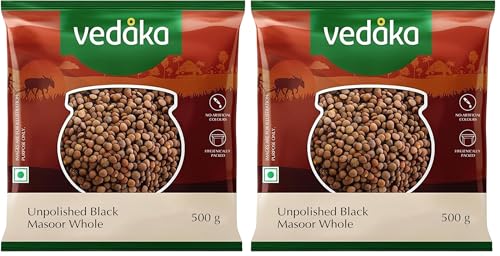 Image of Amazon Brand - Vedaka Unpolished Black Masoor Dal | Whole | 500 G | Premium Black Masoor Dal (Pack of 2)