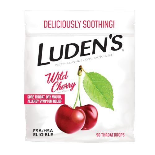 Luden's Sore Throat Relief Lozenges for Minor Everyday Irritation & Dry Mouth, Wild Cherry Flavored...